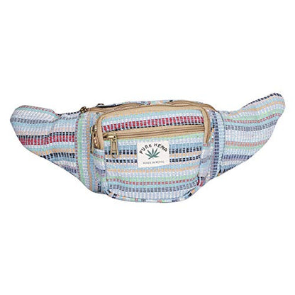 Su-Man Hemp Fanny Pack,Adjustable Waist and Multiple Pockets,Waist Bag & for all purpose - color: Sky Blue
