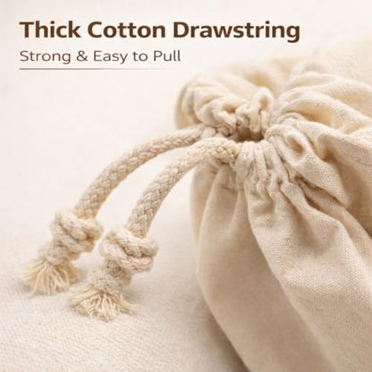 Heavy Duty Cotton Drawstring Bags 14x17, 6 Pack Canvas Storage Bags