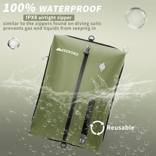 Vacuum Bag for Travel,IPX8 Waterproof Reusable Compression Bags - color: Green, size: 3 PC -With Pump