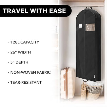 Simple Houseware 60" Travel Garment Bag, 5" Gusset Lightweight, 3 Pack - size: 60-Inch, 3-Pack, Black