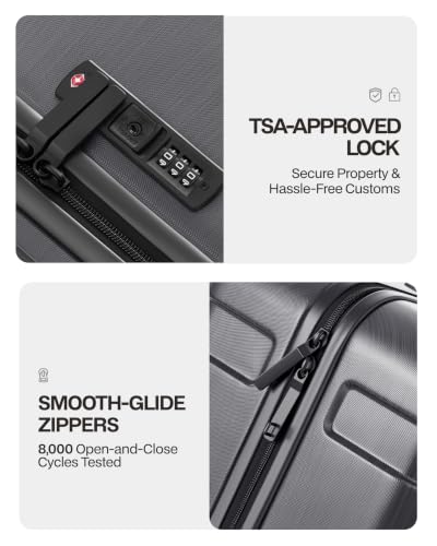 Coolife Large Checked Luggage Hardside Suitcase with Spinner Wheels, 28in - color: Charcoal-New2.0, size: Large Checked(28in)
