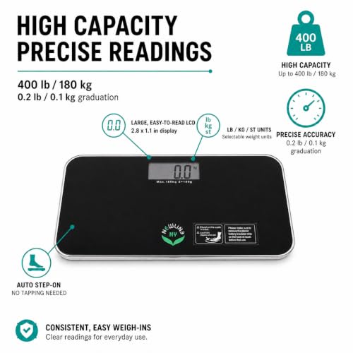 700 Series Travel Digital Bathroom Scale, 400 lb, Cool Black - color: Black