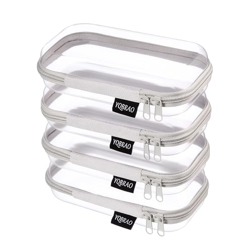 YQBRAO Clear Hard Shell Zipper Cases, 4 Small Cable Organizers, Grey - color: Grey, size: 4 Pack(S)