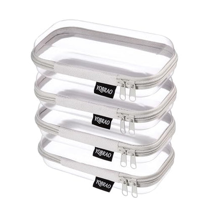 YQBRAO Clear Hard Shell Zipper Cases, 4 Small Cable Organizers, Grey - color: Grey, size: 4 Pack(S)