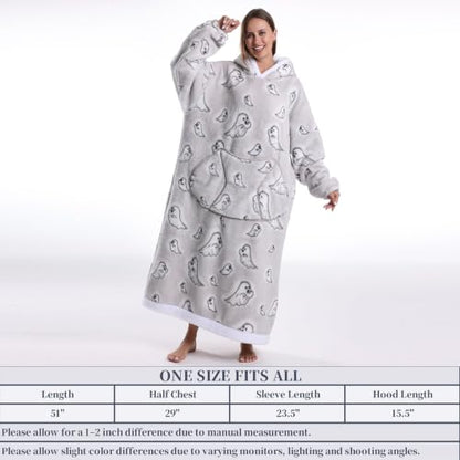 Moinlizy Oversized Wearable Blanket Hoodie for Women Men - color: Gray Ghost