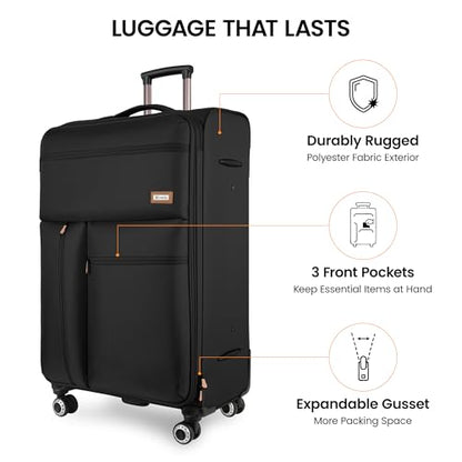 30'' Suitcase w/Double Spinner Wheels,TSA LOCK,Expandable - color: Black, size: Checked-Large 30-Inch