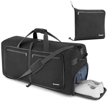 Gonex 60L Foldable Travel Duffle Bag with Shoe Compartment, Lightweight - color: Dark Grey, size: 60L