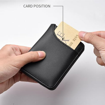 Mini Slim Wallet 5 Card Slots ID Window 1 Money Pocket Faux Leather Thin Compacted - color: Grey Crushed Grain