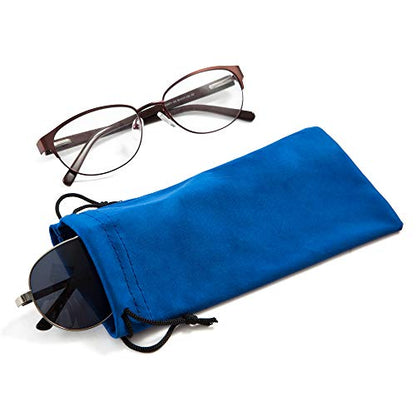 TRIUMPH VISION Glasses Case Soft Eyeglass Case Sunglass Pouch Cloth 3 Pack - color: Black,blue,navy