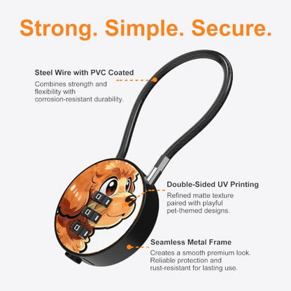Small Combination Lock for Luggage, Gym Locker, Backpack Bag Zipper, Mini Combo Lock with Code, 5.12 Inch Steel Cable Padlock for Travel Suitcase (4-Dog, Mini) - color: Dog, Mini, 4-Pack