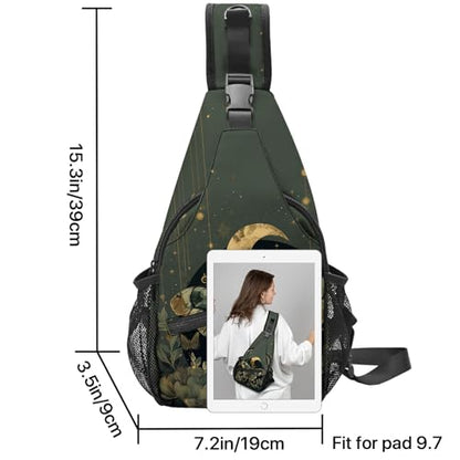Yrebyou Moth Sling Bag for Women Lightweight Crossbody Backpack with Adjustable Strap Casual Daypack Roomy Capacity Breathable for Travel Work Daily Use - color: Metallic