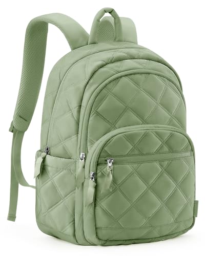 BAGSMART College Laptop Backpack,Cute Travel Backpack for Women,Quilted Computer Bookbag - color: 14-green