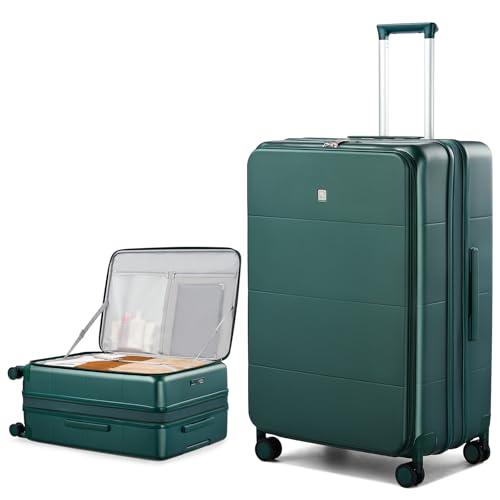 Hanke Expandable Large Checked Luggage, 28 Inch Top Opening Suitcase - color: Blackish Green, size: 28 Inch EXT