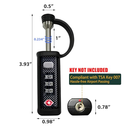 LAFENLIN TSA Lock for Gun Case, 3-Dial Combo Padlock - size: Black-4 Pack