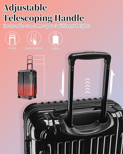 Checked Luggage, Expandable 24 Inch Hardside Suitcase - color: Orange, size: M(checked-24")