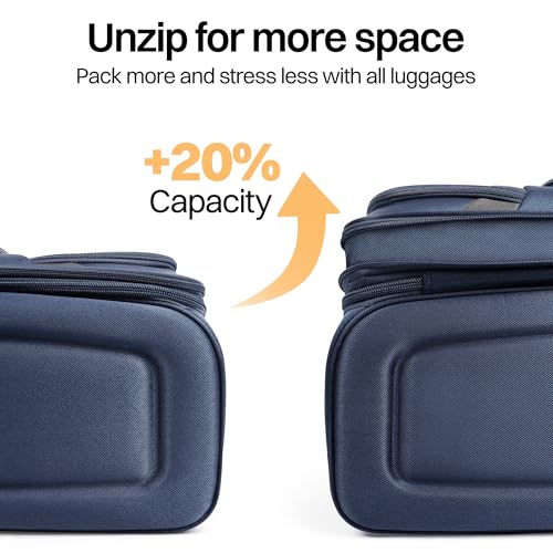 2-Piece Set Luggage,Softside Luggage Sets,Expandable 15% - color: Navy-Grey, size: 2-Piece Set (20"/28'')