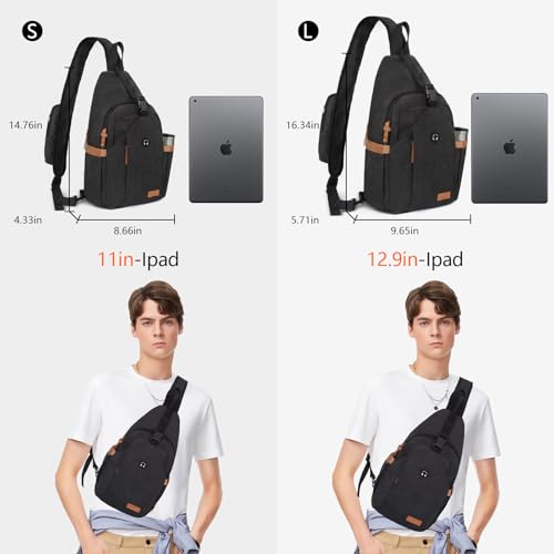 OSOCE Sling Bag for Men, Crossbody Bag Anti-Theft, Headphone Pocket - color: Black, size: Small