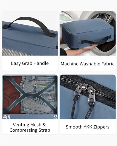 ECOHUB 7 Set Packing Cubes Tear-Resistant Luggage Packing Organizers with Number Icon for Travel Accessories Luggage Suitcase Machine Washable Packing Cubes (Blue) - color: Blue