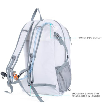NODLAND Light Weight Packable Backpack for Travel Hiking 45L Foldable Water-Resistant Daypack Hydration Rucksack - color: White, size: Medium 45L