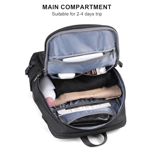 PIJUSHI Travel Backpack 35L Carry On Backpack Flight Approved - color: Updated Black
