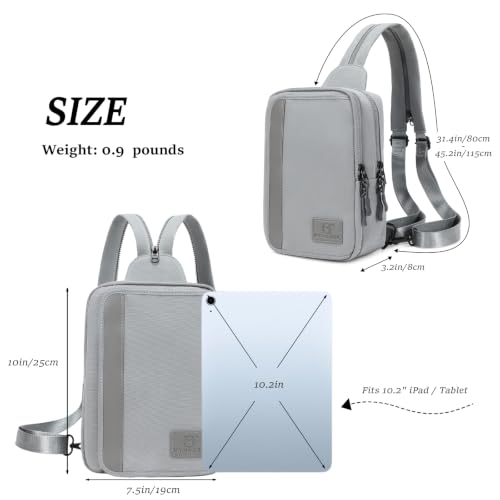 MYHOZEE Sling Bag Crossbody Backpack Purse - 2 in 1 Nylon Cross Body Bag Diaper with Wipes Pouch, Water Bottle Pocket - color: Grey