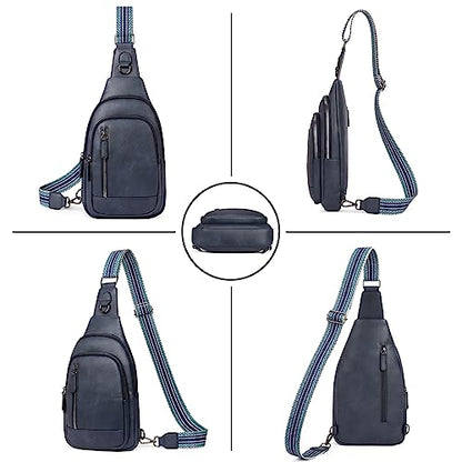 CLUCI Crossbody Bags for Women Men,Leather Sling Bag Cross Body Backpack for Woman Gifts for Women Birthday Unique - color: 1-1 Blue