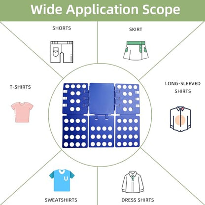 GYE T Shirt Folding Board T Shirt Clothes Folder Laundry Organizer Durable Tool Plastic Easy and Fast Folding Board for Kid Children and Adult to Fold Clothes (Blue) - color: Blue