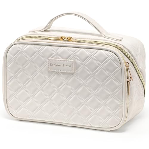 PACKISM Quilted Travel Makeup Bag for Women - Cosmetic Organizer for Travel