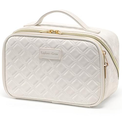 PACKISM Quilted Travel Makeup Bag for Women - Cosmetic Organizer for Travel
