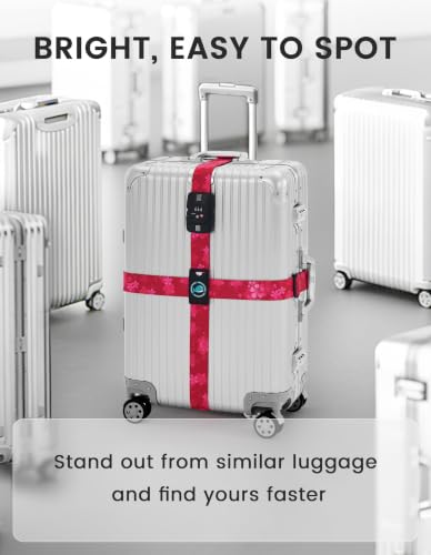 Travelkin Luggage Straps TSA Approved, Suitcase Straps with TSA Lock - color: Sakura