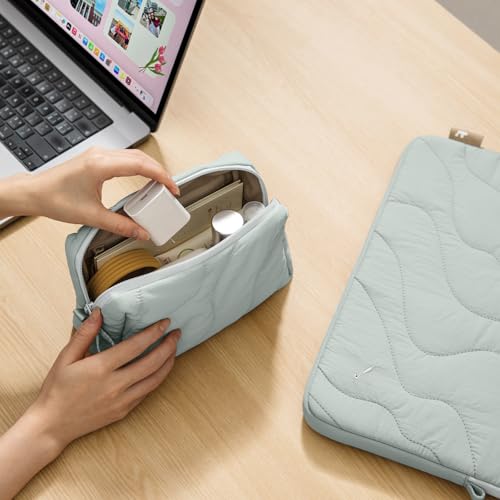 tomtoc Electronics Organizer Travel Case, Soft Puffy Accessory Tech Case - color: Lakeshore