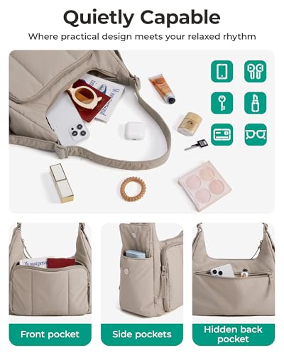 BAGSMART Crossbody Hobo Bags for Women, Small Puffer Everyday Purse - color: Coffee Brown
