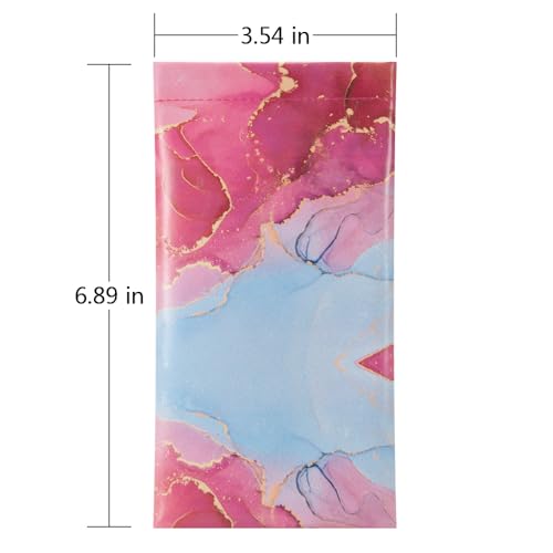 TRIUMPH VISION Eyeglass Case Glasses Case Soft Sunglass Pouch Sleeve 3 Pack - color: Pu Leather Marble Purple Blue Pink Gold