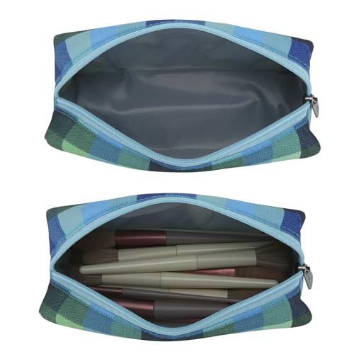 E-Tree Pencil Case,Makeup Brush Bag,Toiletry Pouch Organizer,Checkered - color: Blue Checkered