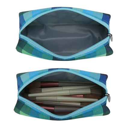 E-Tree Pencil Case,Makeup Brush Bag,Toiletry Pouch Organizer,Checkered - color: Blue Checkered