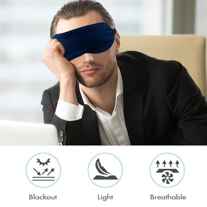 2 PCS Navy Satin Sleep Masks, Adjustable Silk Eye Mask for Sleeping, Blind Folds Soft Breathable Blindfold for Adults Couples Play Party Games Airplane Travel Essentials Eye Covers Patches Night Mask - color: 2 Navy