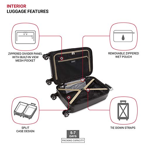 SwissGear 7585 Hardside Expandable Luggage with Spinner Wheels, Black, Carry-On 19-Inch - color: Black, size: Carry-On 19-Inch