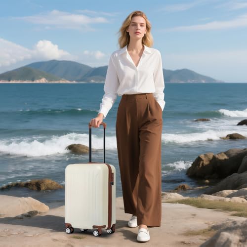 KYME Luggage Sets 2 Piece Hardshell Suitcase with TSA Lock,Beige,20"/24" - color: Beige, size: 2Pcs Set(20"/24")
