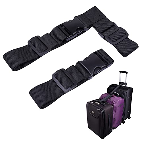 Wisdompro 2 Pack Add a Bag Luggage Strap, Luggage Connector Straps - Black - color: Black