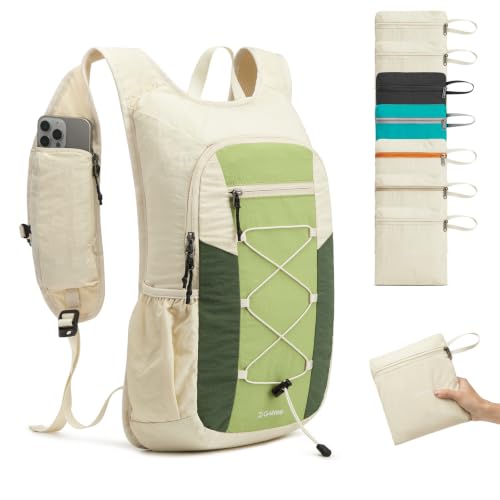 G4Free 20L Lightweight Packable Hiking Backpack for Women Men - color: Beige+lime Green+forest Green