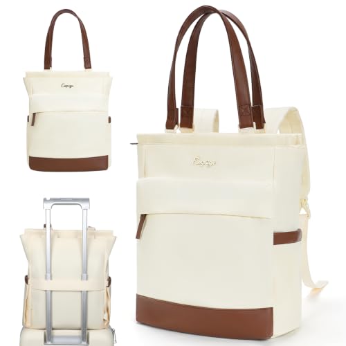 EMPSIGN Tote Backpack for Women, Work & Travel Bag, Fits 15.6" Laptop - color: Apricot/Coffee