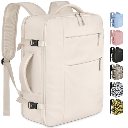 Travel Backpack for Women Men Waterproof Laptop Backpack Airlines Approved Carry On Backpack Bag Computer Bookbag for Business, Work, Traveling Fits 15.6 Inch Laptop(Beige) - color: Beige, size: 15.6 Inch