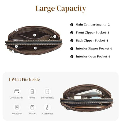 S-ZONE Fanny Packs for Women Genuine Leather RFID Blocking Crossbody Sling - color: 2-Black
