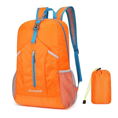 levayhill 25L Foldable Hiking Backpack,Small Packable Daypack, Orange - color: Orange