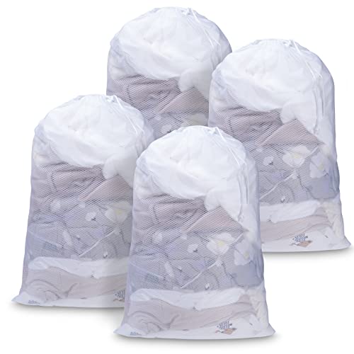 Meowoo 4Pcs Large Mesh Laundry Bag, 24×36inch - color: White-4pcs, size: 24x36 inch