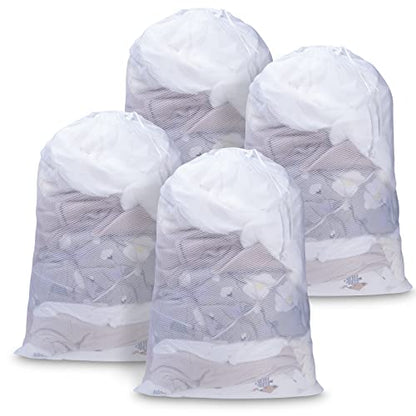 Meowoo 4Pcs Large Mesh Laundry Bag, 24×36inch - color: White-4pcs, size: 24x36 inch