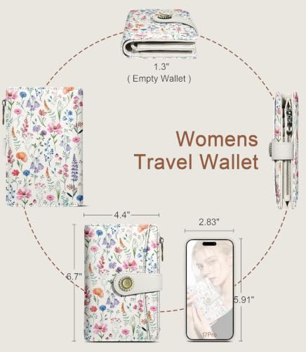 Flowers Wallet Women RFID, Passport Holder, Credit Card Holder - color: Colorful Flowers