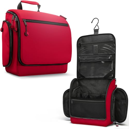 VENTURE 4TH Hanging Travel Toiletry Bag, 18 Compartments - Red - color: Red