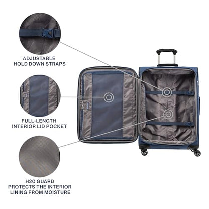 Travelpro Tourlite Softside 25" Expandable Luggage with 4 Spinner Wheels, Lightweight Suitcase, Checked Medium, Blue - color: Blue, size: Checked-Medium 25-Inch