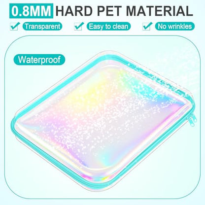 Hoolerry 3 Pcs Clear Hard Zipper Case Plastic Zipper Pouch, Laser, L - color: Laser, size: L